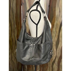 Tignanello black leather hobo bag